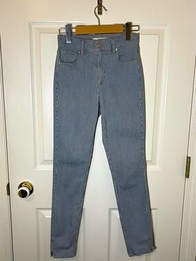 Dynamite Navy and White Pinstripe Skinny Ankle Jeans